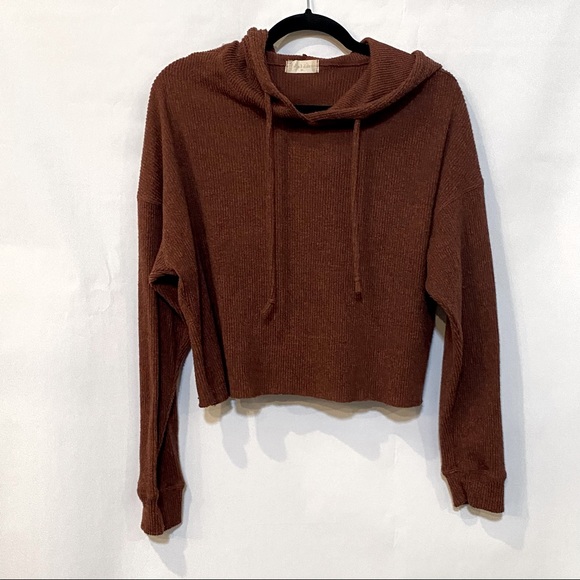 Altar'd State Sweaters - Altar’d State Hoodie Cropped Sweater Women Medium Hooded Bronze Brown